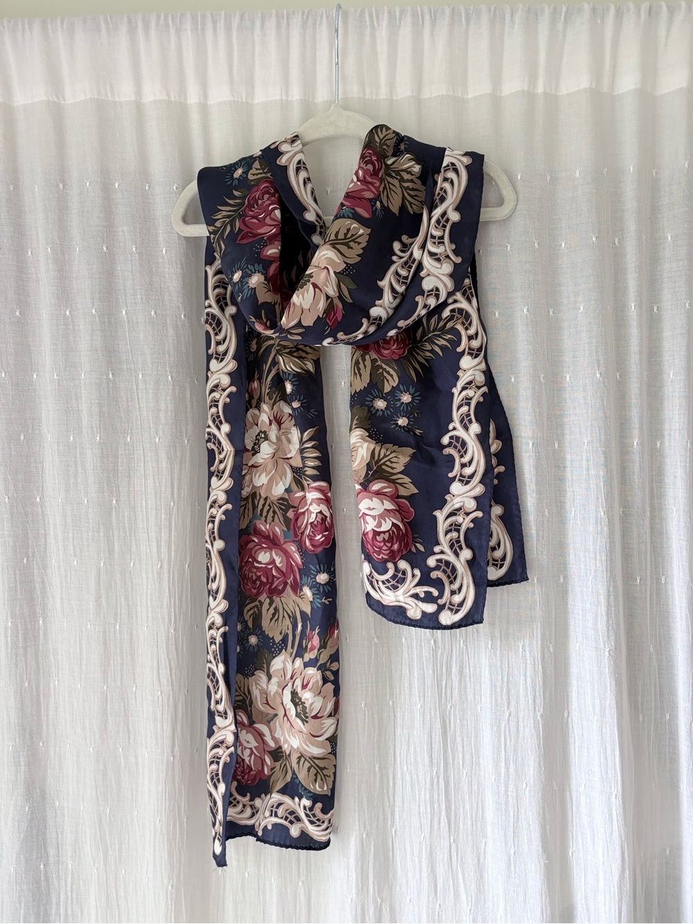 Floral Navy Decorative Scarf